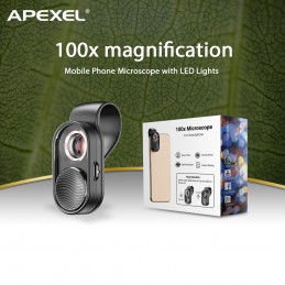 APEXEL Phone Microscope, Pocket Microscope iPhone Camera Lens Attachment  Microscope 100X Microscopes With Universal Clip Fits for All Smartphone