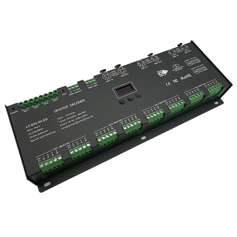 LTECH 32 Channel DMX-PWM Decoder DC12-24V Input LT-932-OLED