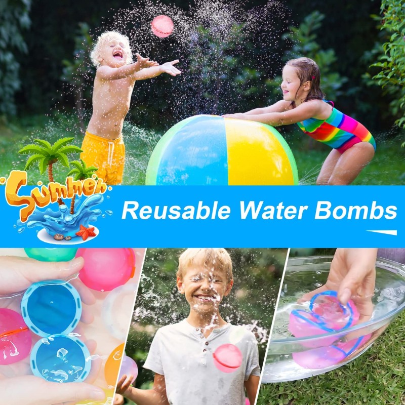 Reusable Water Balloons Quick Fill Self Sealing, Refillable Water Balls ...